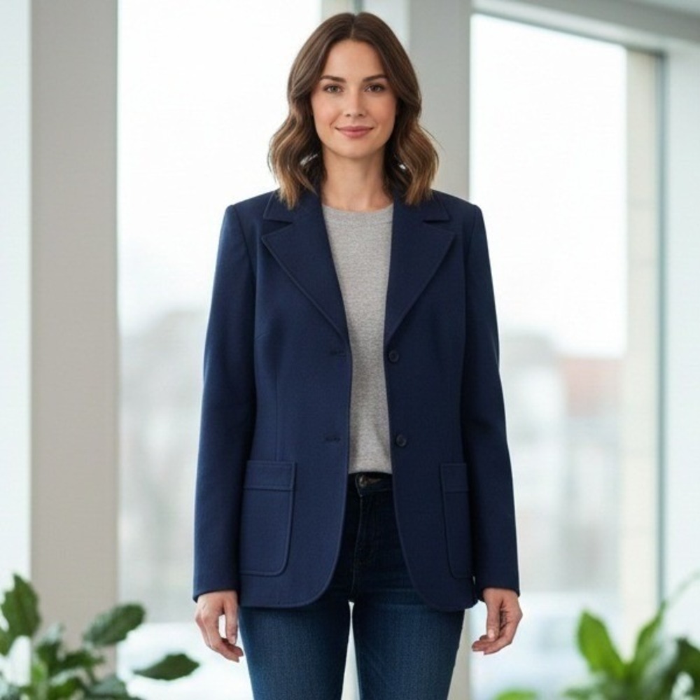 VTG Pendleton Woolen Mills Wool Blazer Jacket Women's 14 Blue Office Career USA
